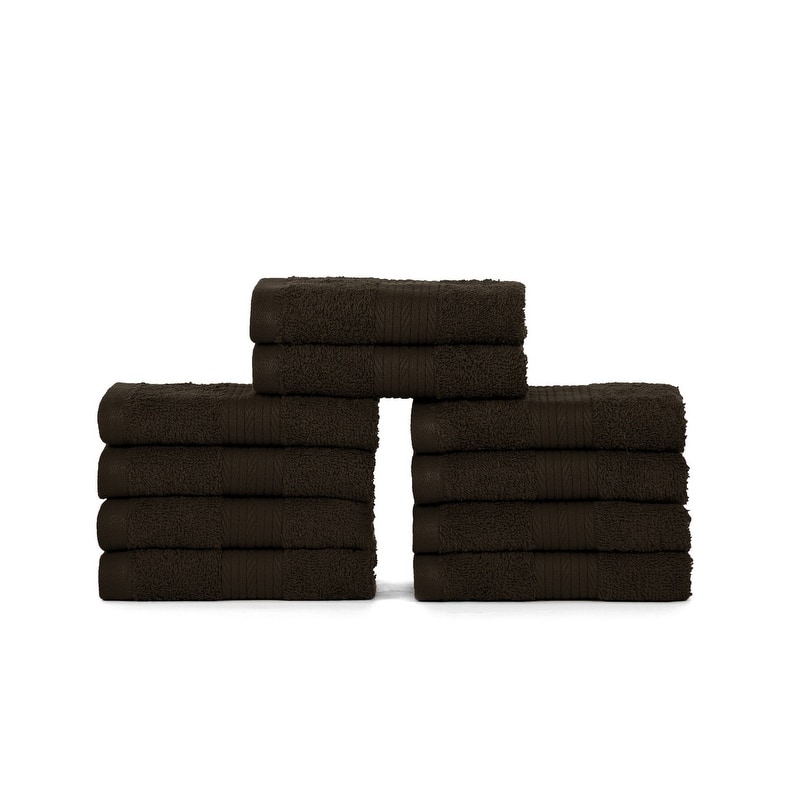 Luxurious Cotton 600GSM Soft Wash Cloths 12X12 Inch by Ample Decor - 10 Pcs