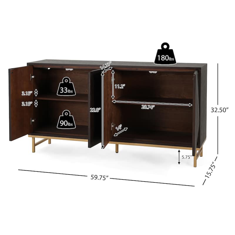 Christopher Knight Home - Tobias Wide Sideboard Buffet Cabinet for Stylish and Functional Storage