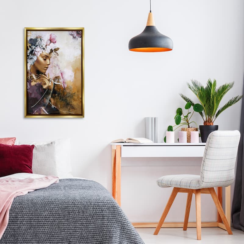 Stupell Elegant Woman & Florals Framed Floater Canvas Wall Art Design By Design Fabrikken