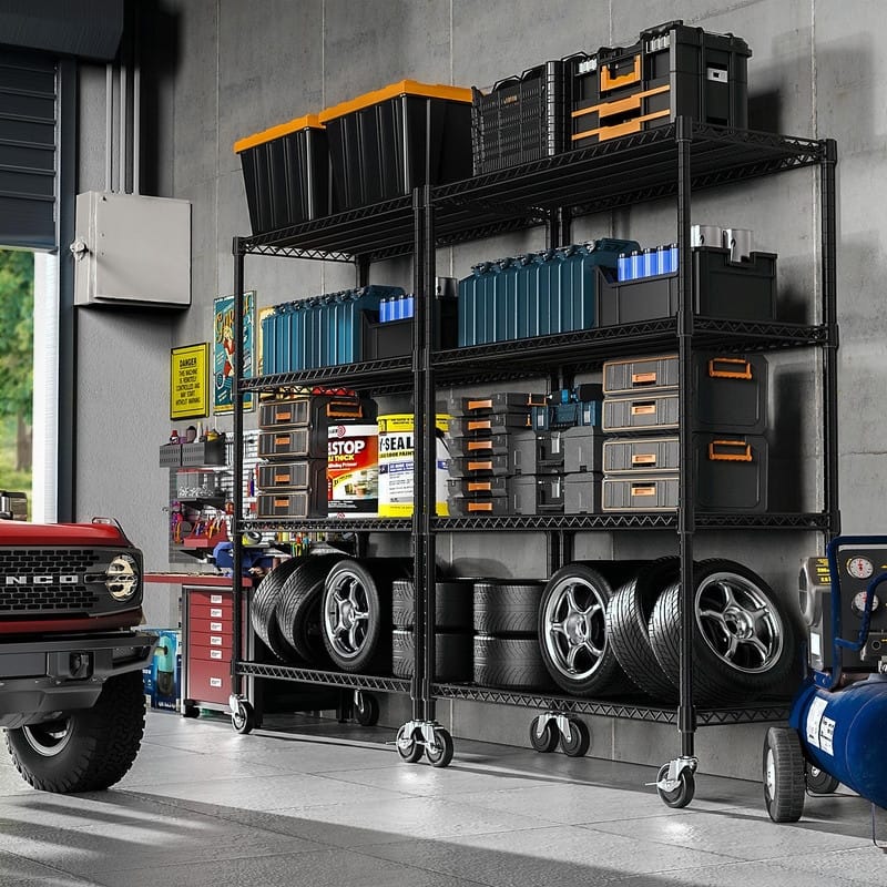 Industrial Metal Shelving, 4-Tier Storage Rack for Garage, Pantry, Warehouse and Basement