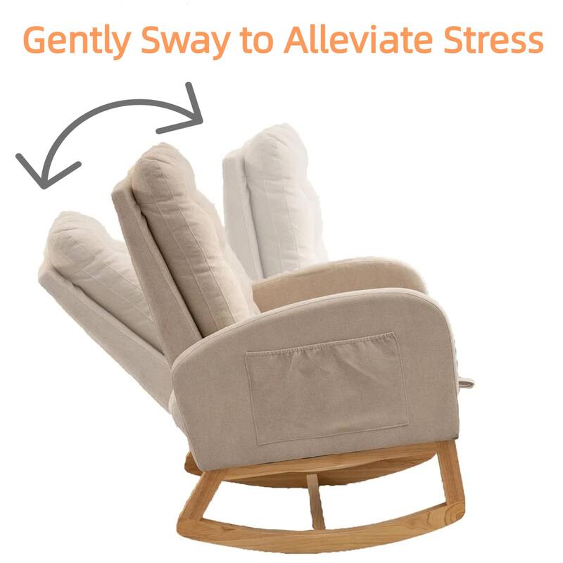 Chichoice Modern Accent Rocking Chair with Footrest, Nursery Glider Rocker with Side Pocket