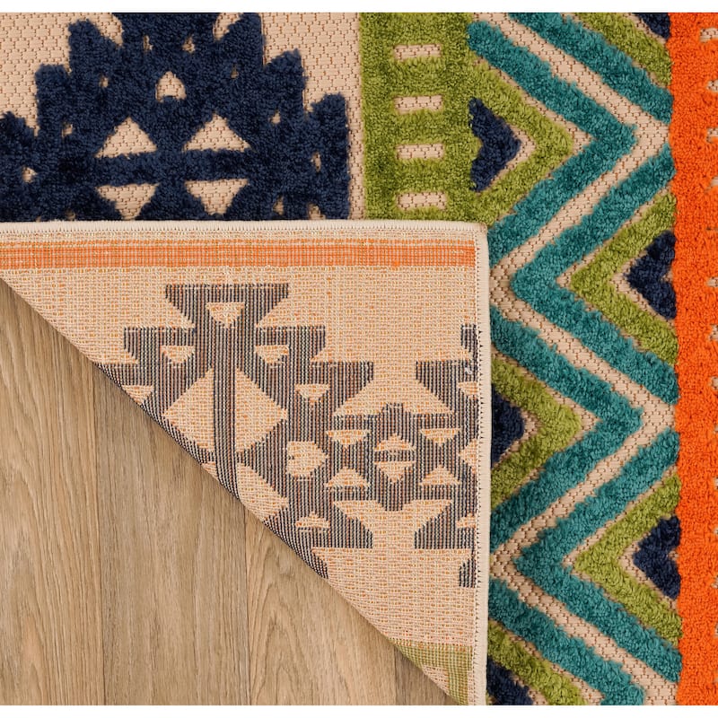 World Rug Gallery Contemporary Geometric Bohemian Indoor/Outdoor Area Rug