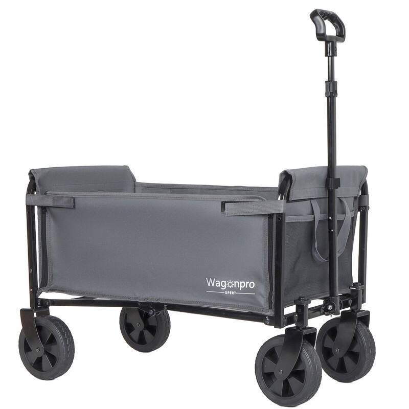 All-in-One Convertible Folding Utility Trolley with 4 Wheels, Bench Seat & Dog Leash