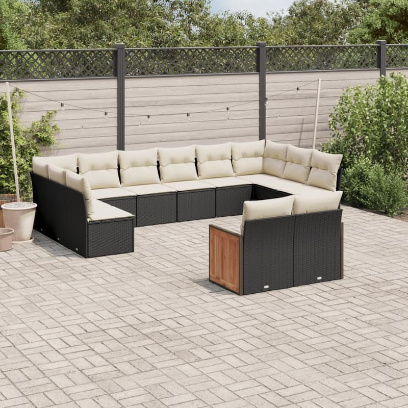 vidaXL Patio Sofa Set with Cushions Outdoor Conversation Furniture Poly Rattan