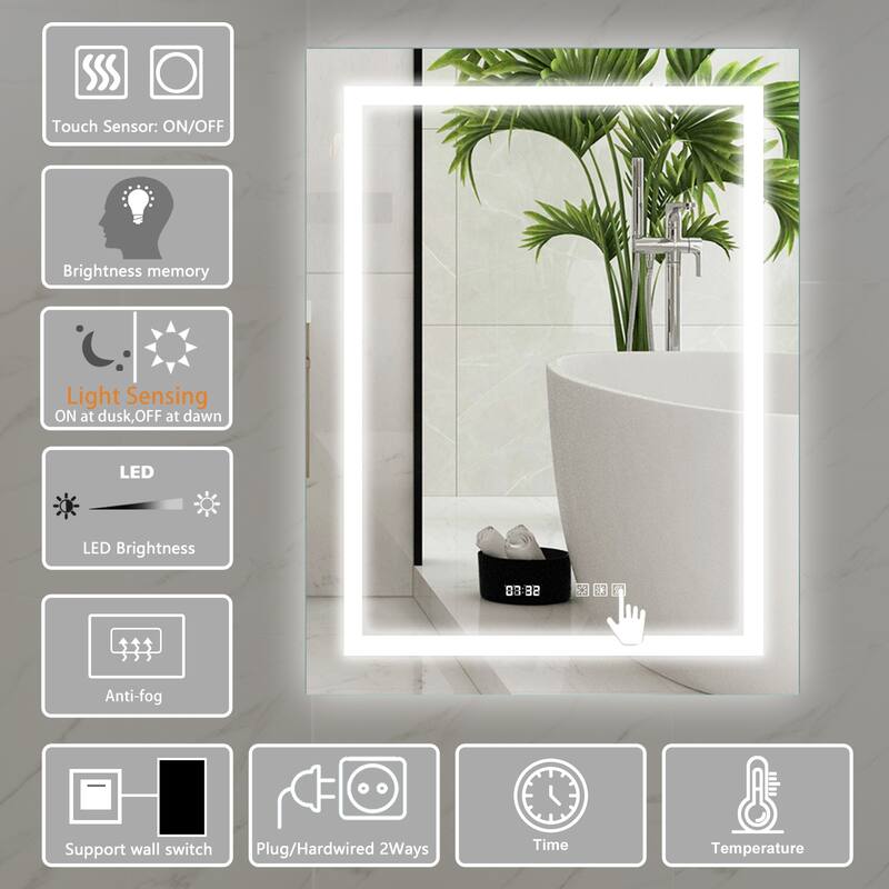 LED Antifog Bathroom Vanity Mirror,Clock display On Sale Bed Bath
