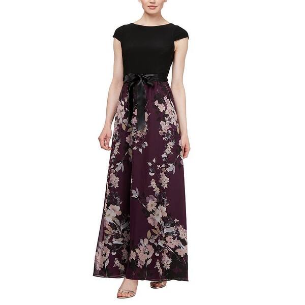 SL Fashions Women's Mixed Media Floral Maxi Dress Purple Size 6 - Bed Bath  & Beyond - 40625845