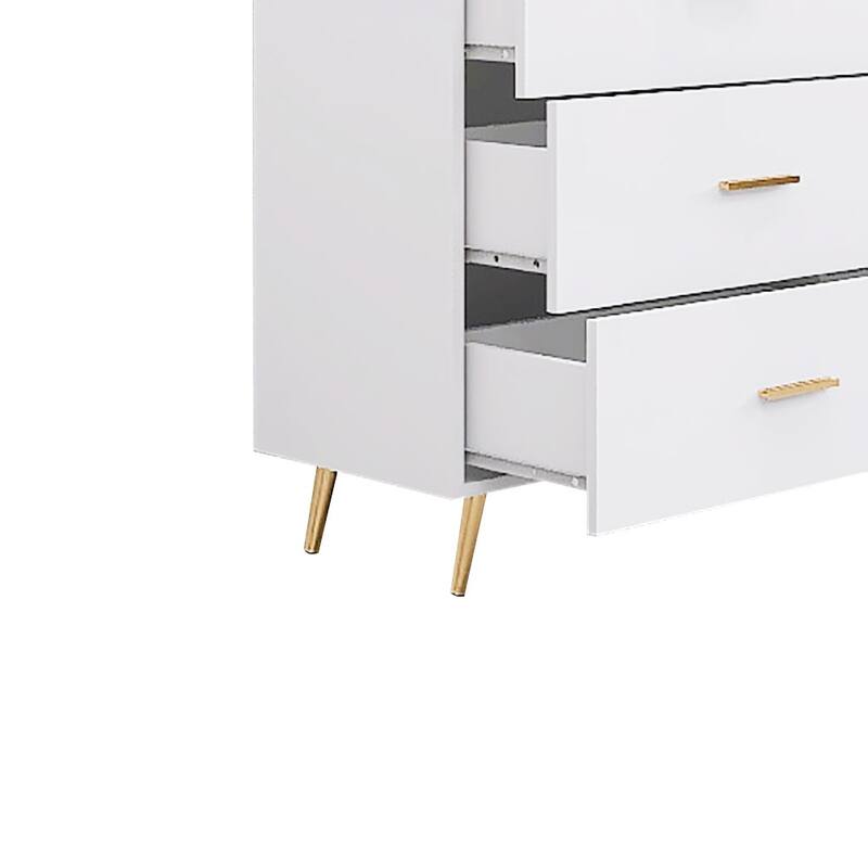 Modern Minimalist High Gloss Wooden Storage Dresser with Center Support Leg