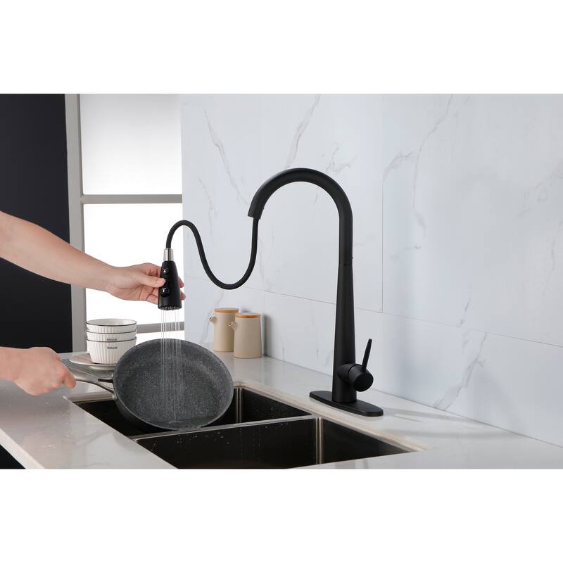 Single Handle Stainless Steel Kitchen Sink Faucet with Pull Down Sprayer