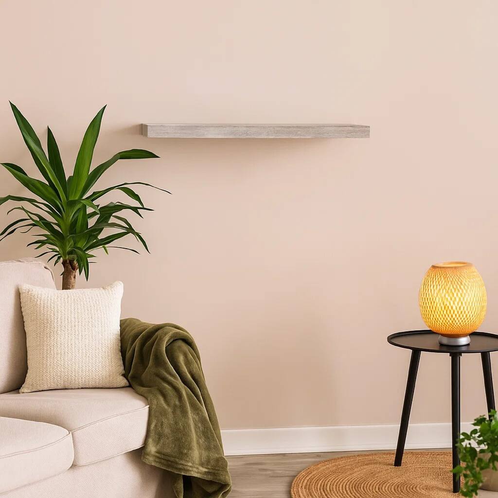 Zyno Wall Shelf, 32 Inch, Industrial Style Concrete Gray MDF