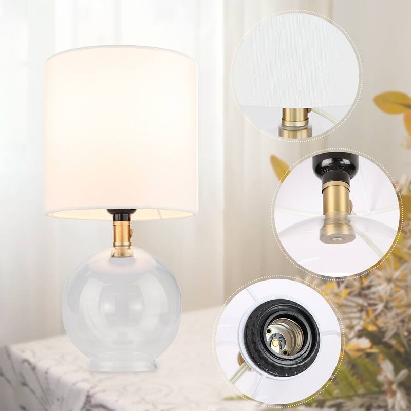 1-light Small Drum Table Lamp with Glass Base