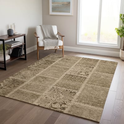 Machine Washable Indoor/ Outdoor Chantille Vintage Persian Patchwork Rug