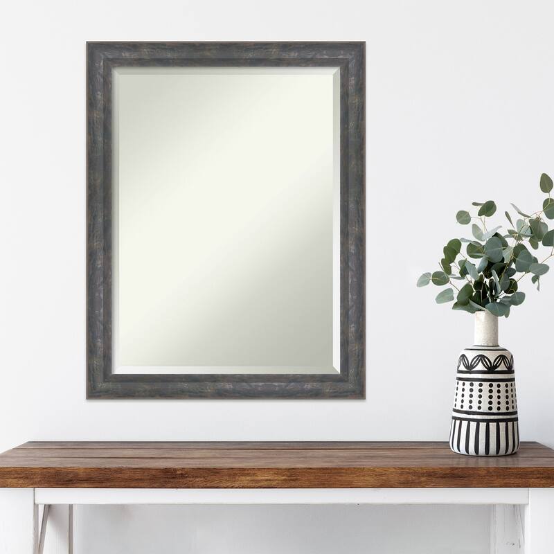 Angled Beveled Wood Framed Wall Mirror