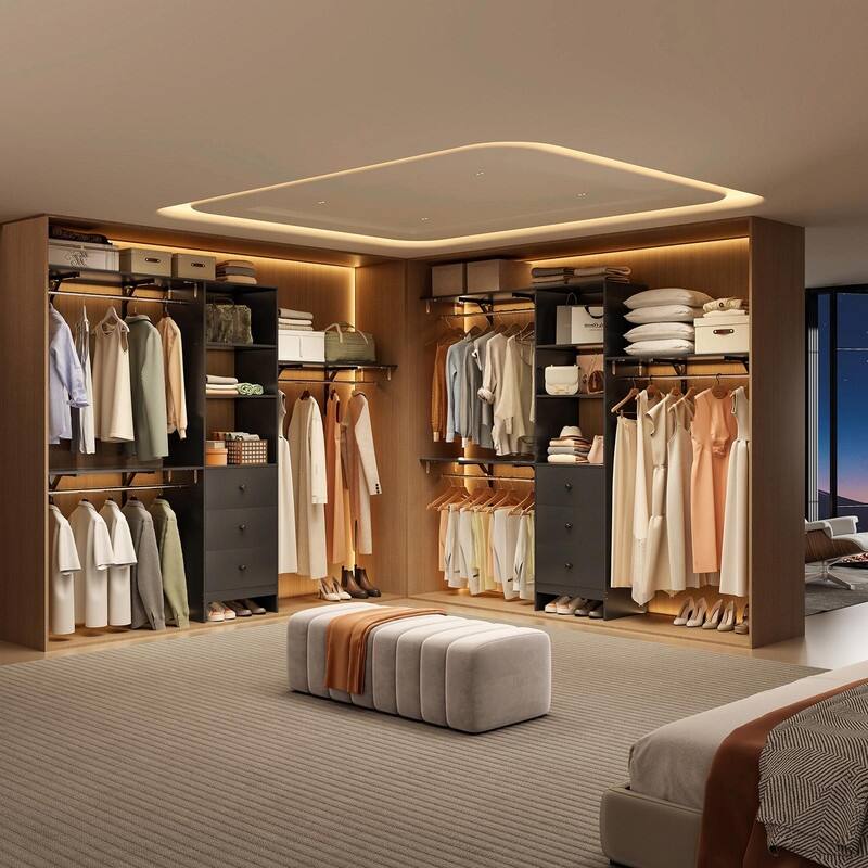 High-Capacity Closet Organizer Wardrobe Rack with Drawers, Shelves & Expandable Hanging Rods (Fits 6-9 ft Spaces)