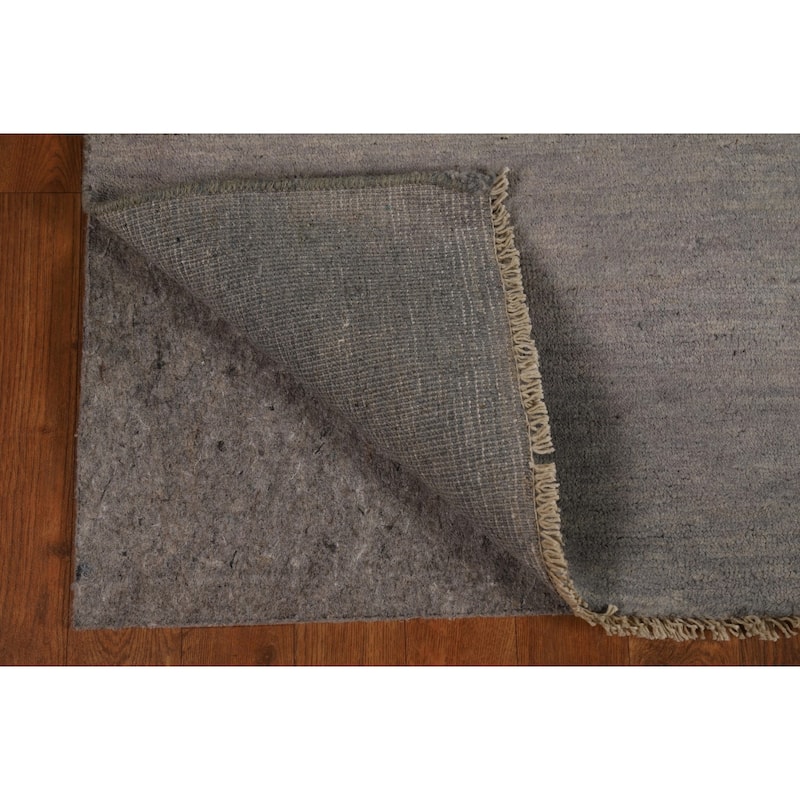 Gray Gabbeh Modern Runner Rug Handmade Wool Carpet - 3'0"x 9'10"
