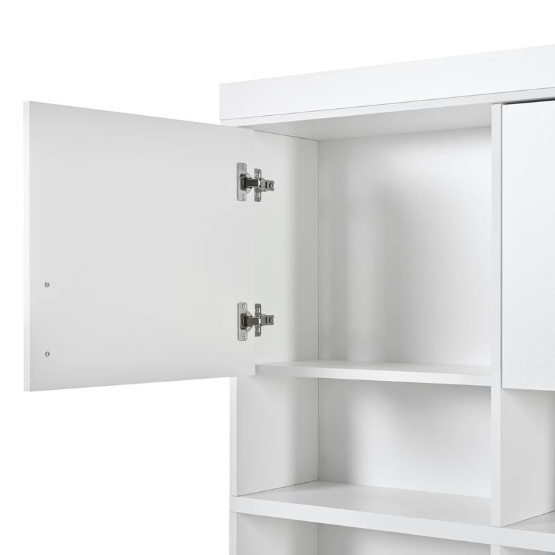 75" Entryway Hall Tree with Bench 5-in-1 Modern Storage Bench with Coat Rack, 6 Drawers, Cabinets & Shelves for Hallway, Mudroom