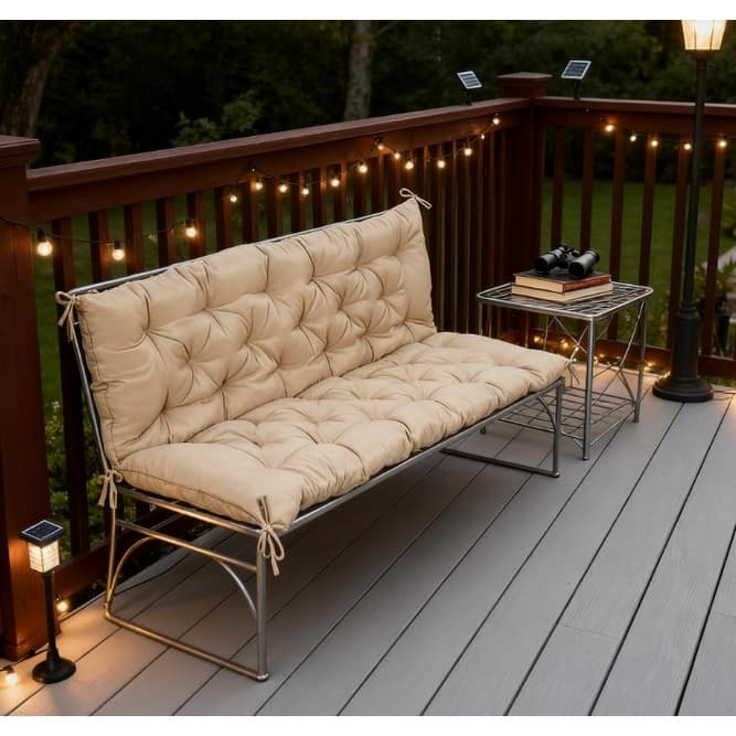 Aoodor 3-Seater Outdoor Bench Cushion – Replacement Porch Swing Pad With Ties, Striped Pattern, Quick-Dry Foam, UV & Water Resistant