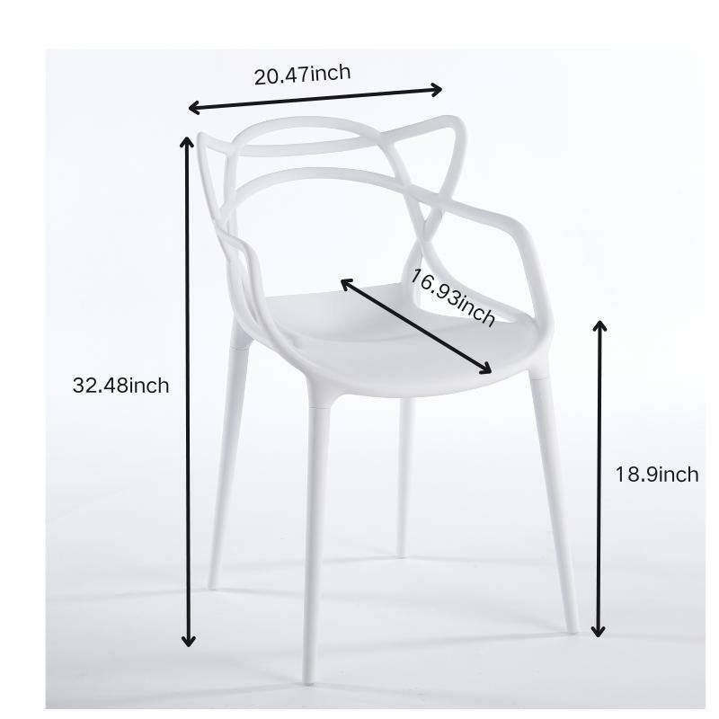 Plastic Dining Chairs Set of 4, Transparent Design Modern Kitchen Office