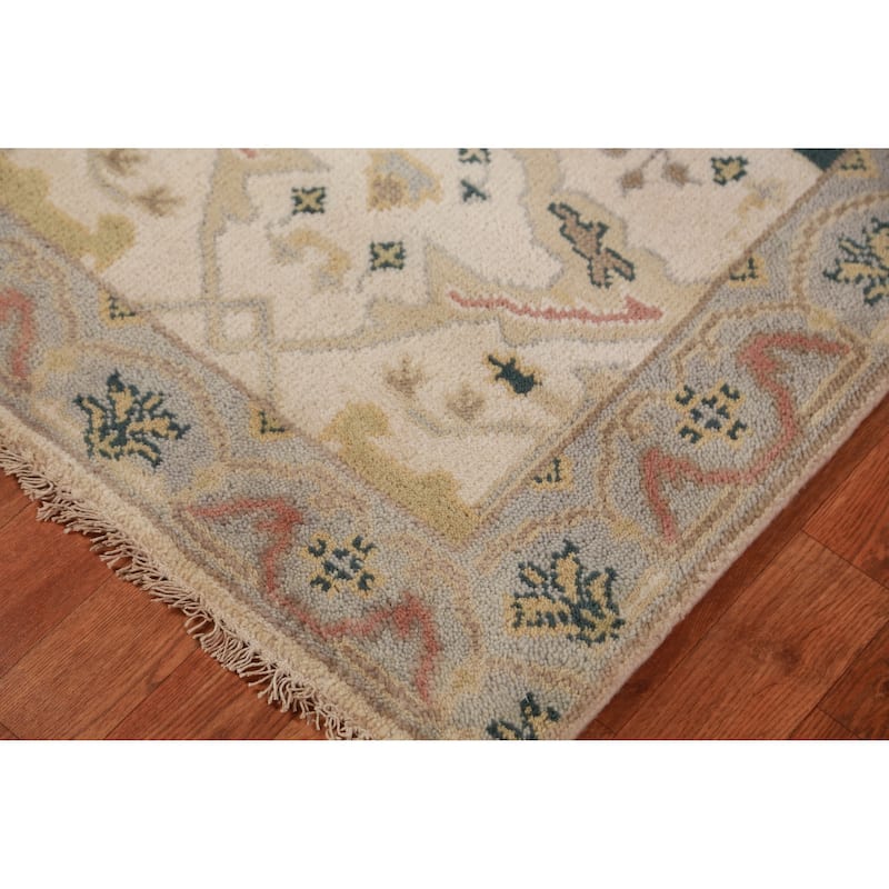 All-Over Oushak Oriental Runner Rug Hand-Knotted Wool Carpet - 2'7"x 7'10"