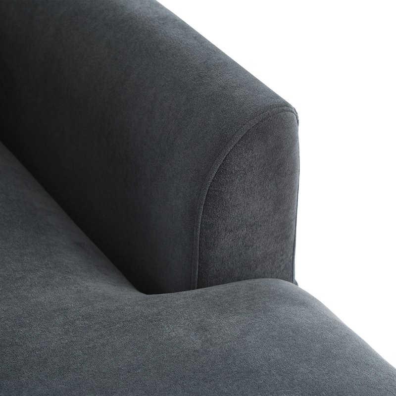 83" Chenille L-Shaped Sectional Sofa with Storage Ottoman and 6 Throw Pillows
