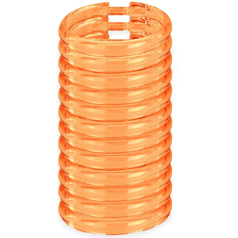 12 Piece Premium Plastic Orange Clear Shower Curtain Hooks Rings Round 2.3" Inches