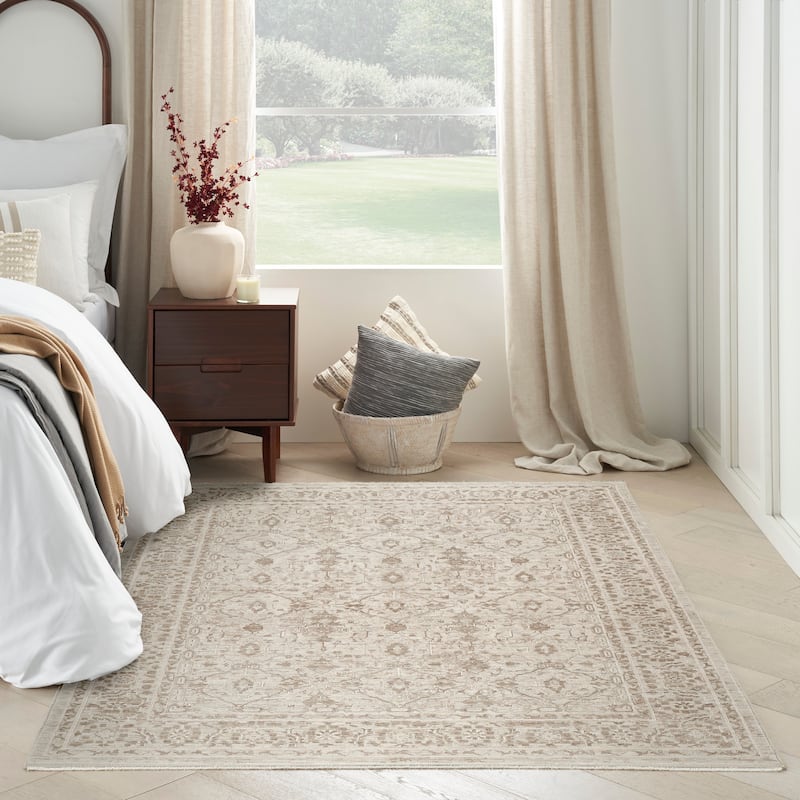 Nourison Shadows Indoor only Ivory Grey Persian Area Rug - 5' 3" x 7' 3" - Ivory/Grey - Rectangle