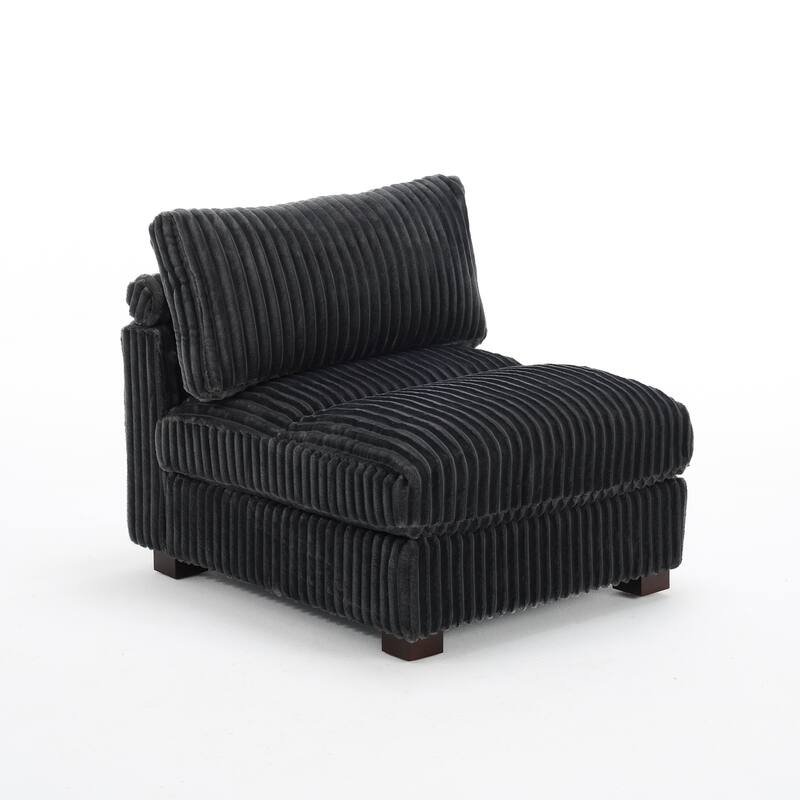 Plush Cotton Flannel Modular Sectional Sofa with 2 Ottomans