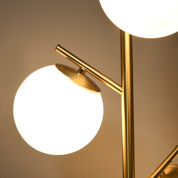 HOMCOM 3 Light Modern Floor Lamps for Living Room Tree Standing Lamp for Bedroom with Globe Lampshade Steel Base Gold On Sale Bed Bath Beyond 36955052