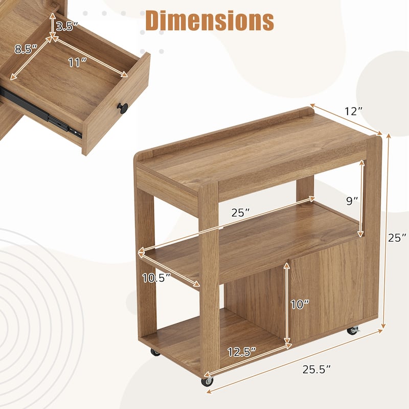 Gymax 2 PCS Narrow End Table Modern 2-Drawer Sofa Side Table w/ Open