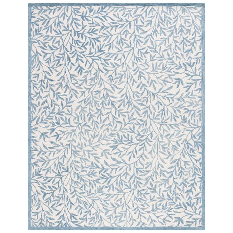 SAFAVIEH Handmade Jardin Mariegret Wool Rug - 6' Square - Ivory/Blue