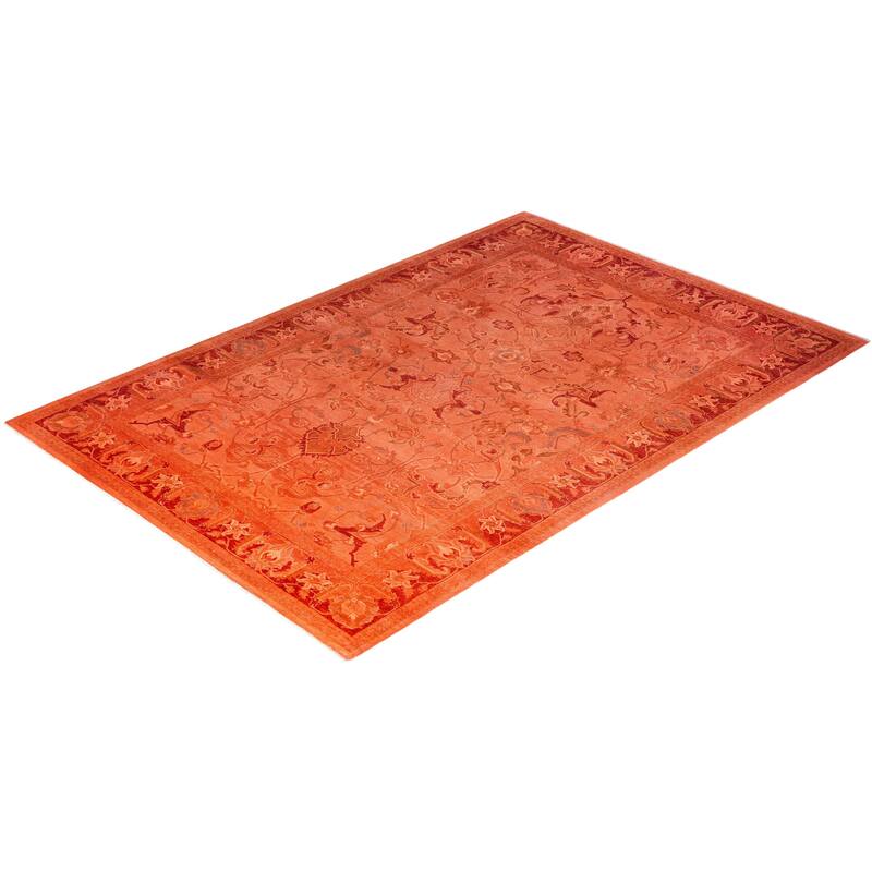Fine Vibrance One-of-a-Kind Hand-Knotted Area Rug - Pink, 6' 1" x 8' 10" - 6' 1" x 8' 10"