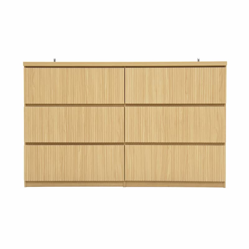 6-Drawer Storage Cabinet Dresser with Wavy Panel, Wood Clothes Organizer for Bedroom & Hallway