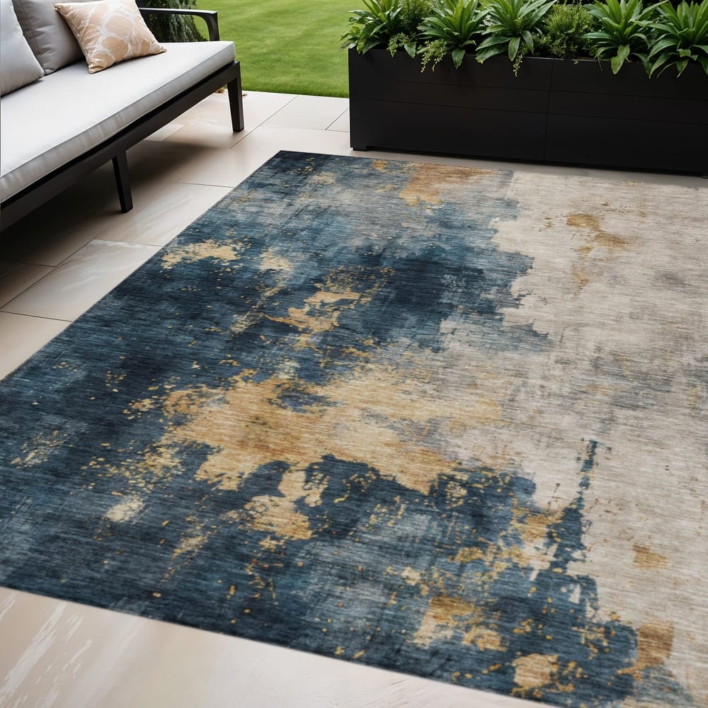 HomeRoots Abstract Transitional Rectangle Outdoor Rug