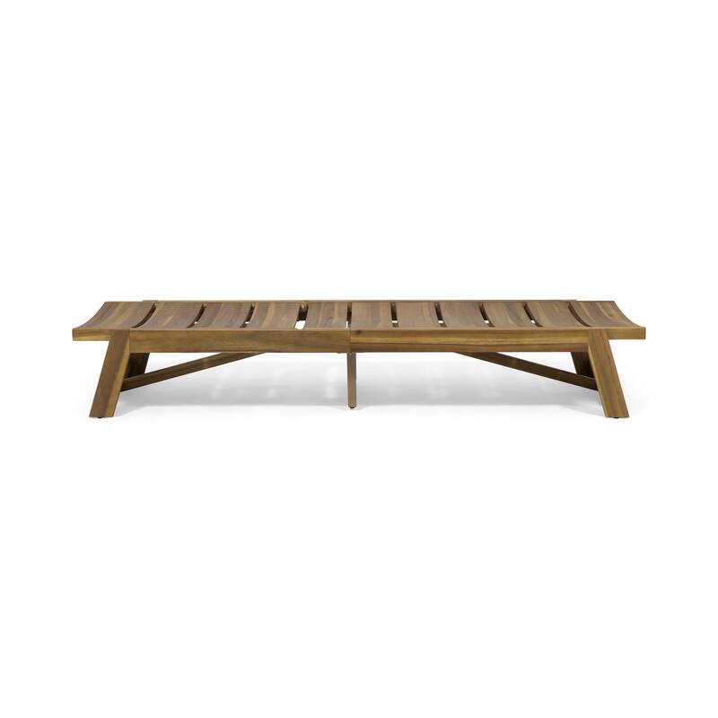Set of 2 Wood Chaise Lounge with Adjustable Backrest and Curved Slatted for Poolside Patio Garden