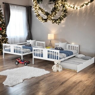 Full over Full Bunk Bed with Twin Size Trundle and Ladder