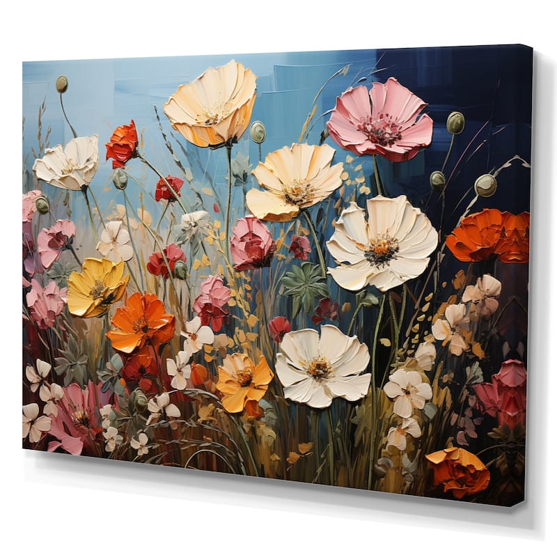 Designart "Abstract Seasonal Flowers Watercolor I" Floral Wall Art Living Room