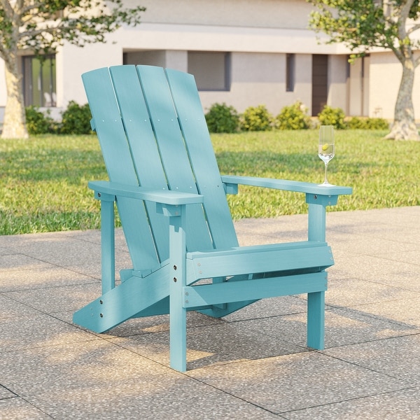 Bonosuki HIPS Plastic Adirondack Chair, Faux Wood Texture, Modern