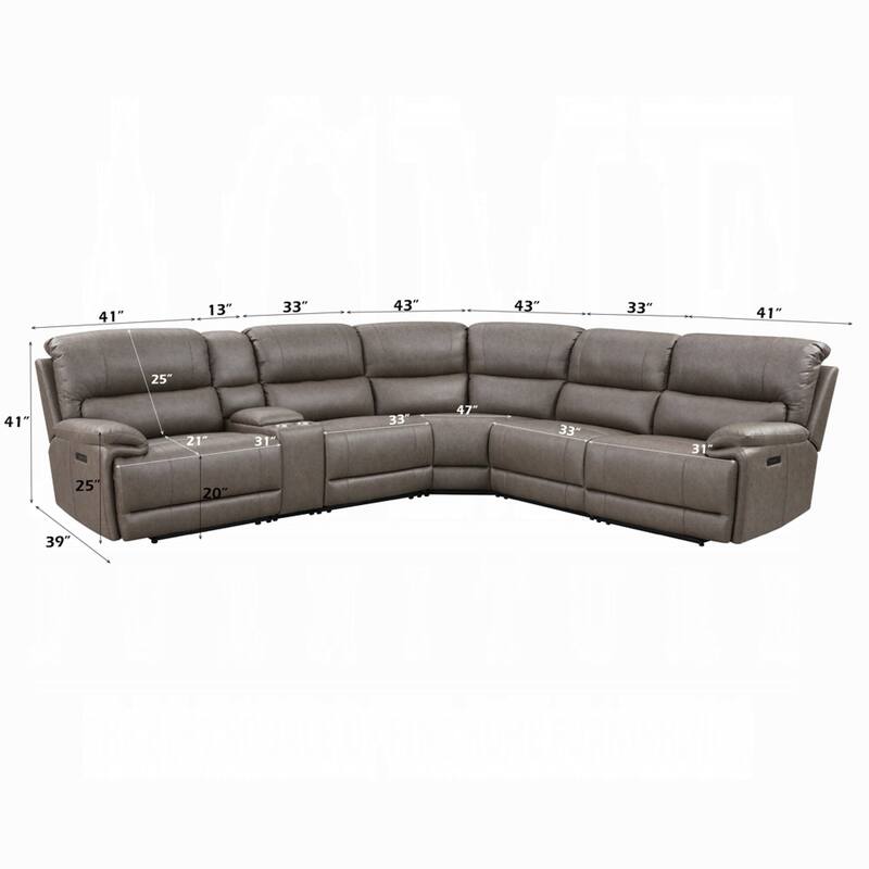 Chern Power Motion Recliner Sectional Sofa, 2 Cupholder Brown 120 Inch