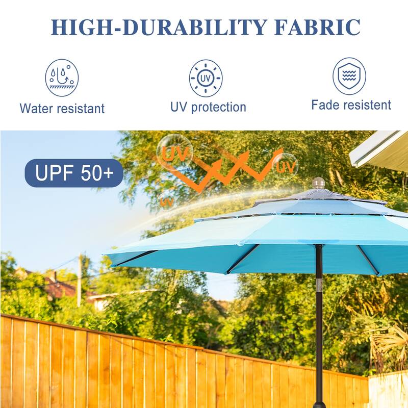 Aoodor Patio Umbrella 10 ft. for Dining Table Outdoor Market Yard Use 3 Tier Ventilation (Umbrella only)