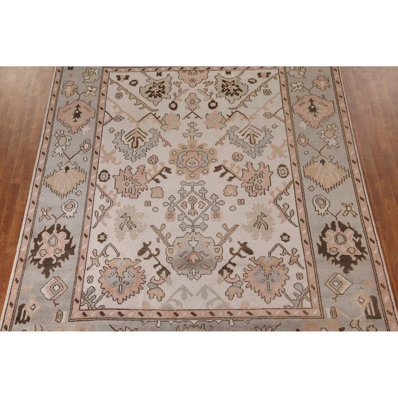 All-Over Oushak Living Room Area Rug Handmade Wool Carpet - 9'0"x 11'9"