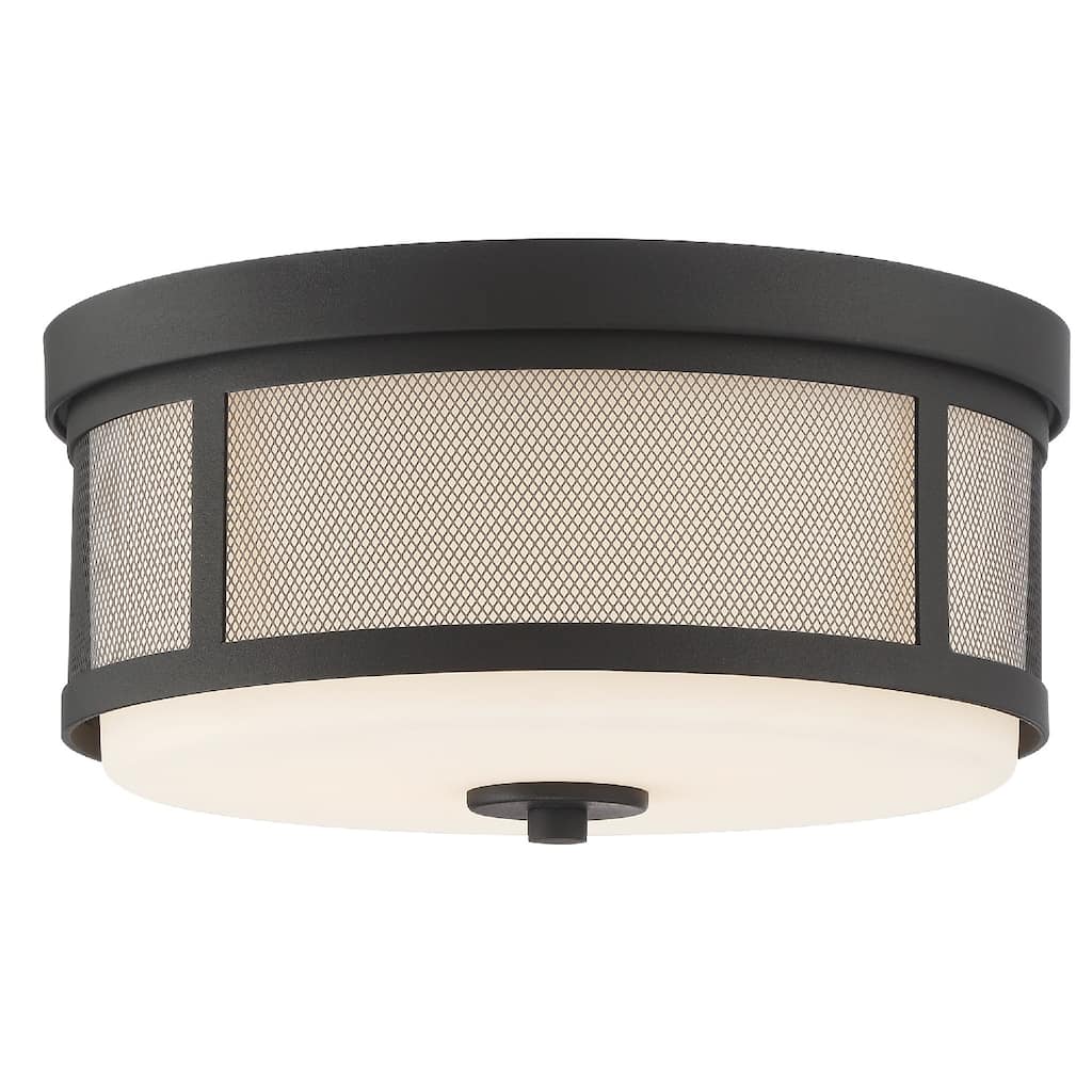 Trevor 2 Light Black Forged Ceiling Mount - 13.62'' W x 6.37'' H