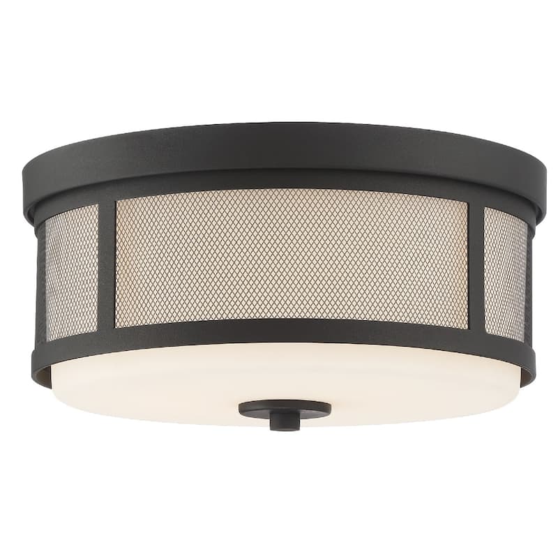 Trevor 2 Light Black Forged Ceiling Mount - 13.62'' W x 6.37'' H - 13.62'' W x 6.37'' H
