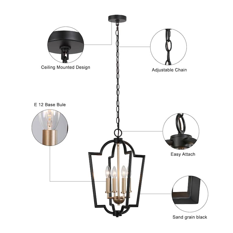 Modern Brass Gold Pendant Lights 4 Lights Islands Lights Mini Chandeliers for Dining Room - D 14.5'' x H 81''