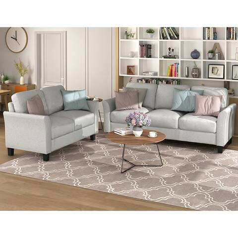 Living Room Furniture Loveseat Sofa and 3-seat sofa Light Gray