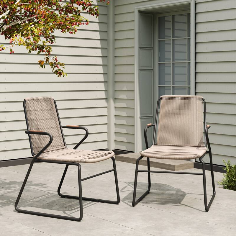 Moonstone Modern Outdoor Rope Weave Club Chair (Set of 2) by Christopher Knight Home