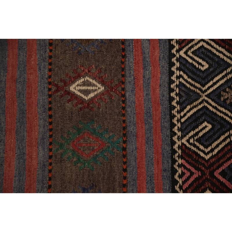 Hand Woven Oriental 100% Wool Carpet Southwestern Tribal Multi-Colored Kilim Area Rug - 7' 7'' X 5' 3''