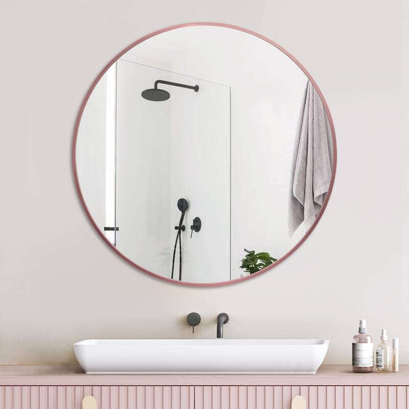 Lumioca Aluminum Alloy Frame Circle Mirror Wall Mounted for Bedroom Bathroom