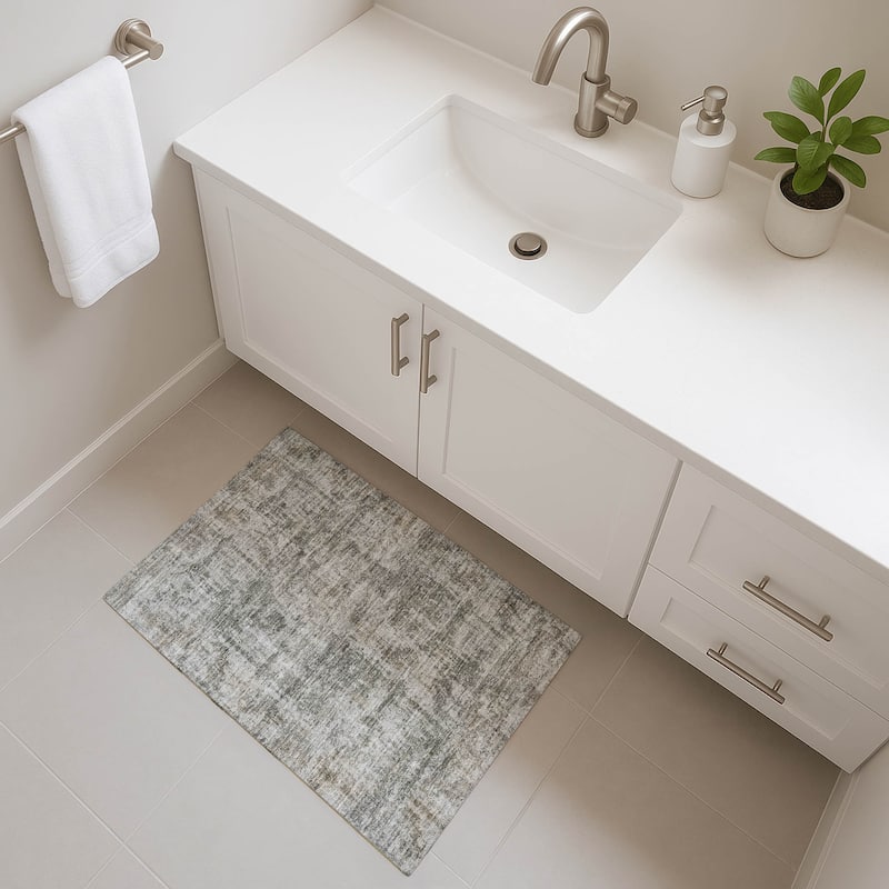 Premium Washable Super Soft Abstract Solid Mayfield Rug - Pewter - 1'8" x 2'6"