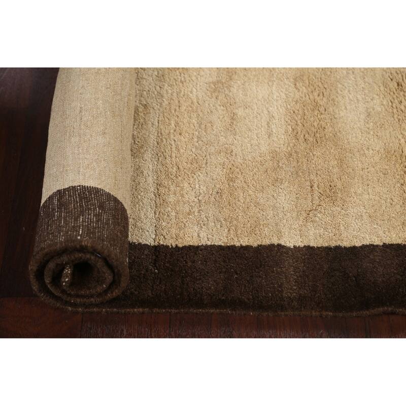 Hand Knotted Oriental 100% Wool Carpet Modern Contemporary Beige & Ivories Gabbeh Area Rug - 4' 9'' X 3' 4''