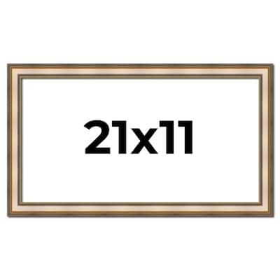 21x11 Frame Gold Solid Wood Shadow Box Width 1.5 Inches | Interior Frame Depth 2 3/8 Inches
