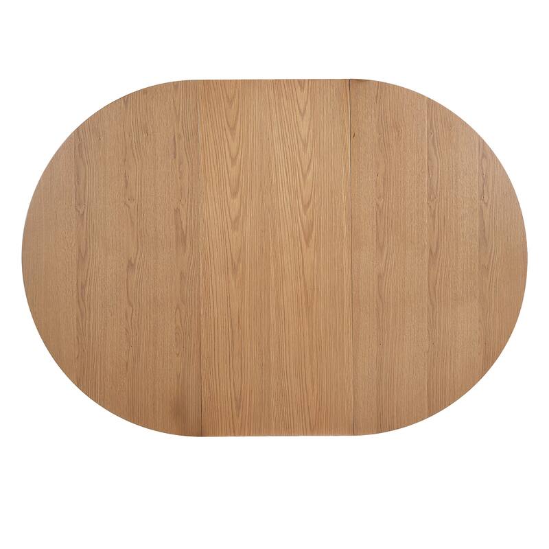 Farmhouse Round Extendable Dining Table Set for 4: 5-Piece Kitchen Table with Removable Leaf & 4 Upholstered Chairs